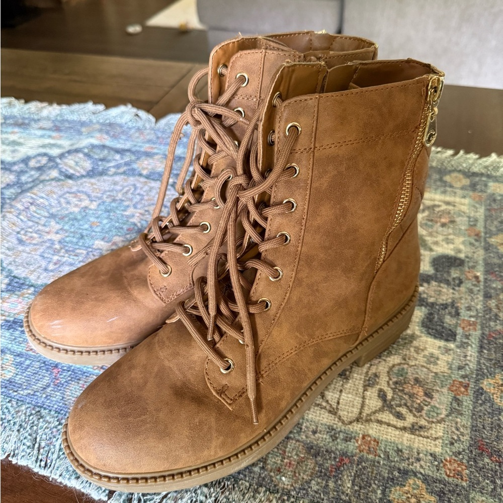 GBG Brown Lace-Up Ankle Boots